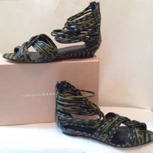 Loeffler Randall Designer Mustard/Black Twist Carlie Mignon New Sandals IS 8.5